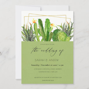 INVITATION CACTUS MODERNE JARDIN FLEURI MARIAGE D'EAU COULEUR