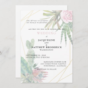 Invitation Cactus modernes Parents tropicaux Mariage Matte