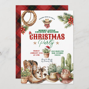Invitation Cactus Noël Paid Western Christmas Party