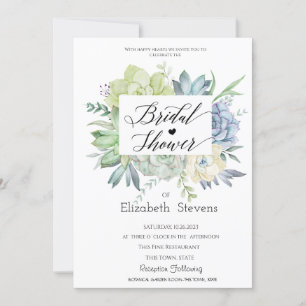 Invitation Cactus Plantes Succulentes Points Verts Baby Showe