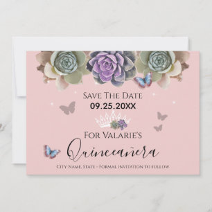 Invitation Cactus rose Quincenara Enregistrer la date Invitat