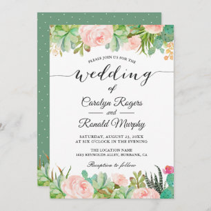 Invitation Cactus rustique Succulent Blush Green Floral Maria