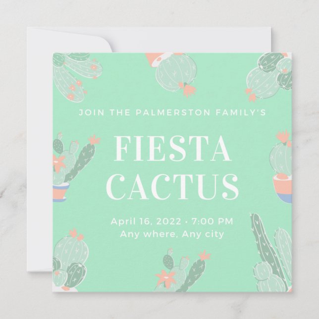 Invitation Cactus succulent de fiesta personnalisable modifia (Devant)