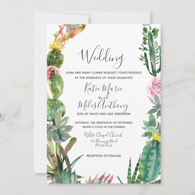 Invitation Cactus Succulent Simple Moderne  (Devant)