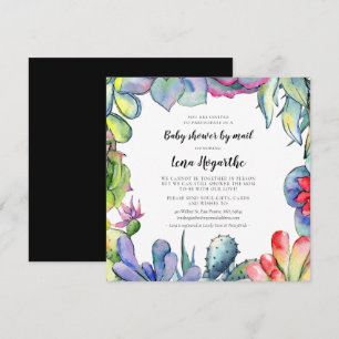 Invitation Cactus & succulents Baby shower aquarelle par cour