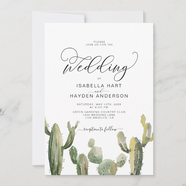 Invitation Cactus Succulents Cactus Boho Mariage du désert (Devant)