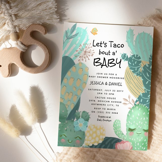 Invitation Cactus "Taco à propos d'un bébé" Baby shower en co (Créateur téléchargé)