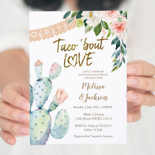 Invitation Cactus Taco Bout Love Pampas Grass Fiançailles