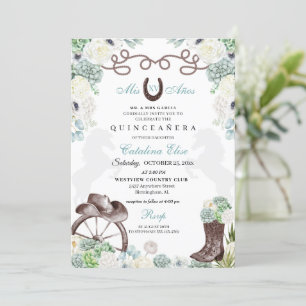Invitation Cactus vert Horseshoe de l'Ouest Charra Quinceaner