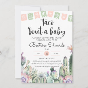 Invitation Cactus vert rose Taco Bout Un Baby shower RSVP