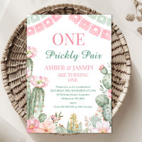 Cactus vert rose Un Prickly Paire 1er Anniversaire