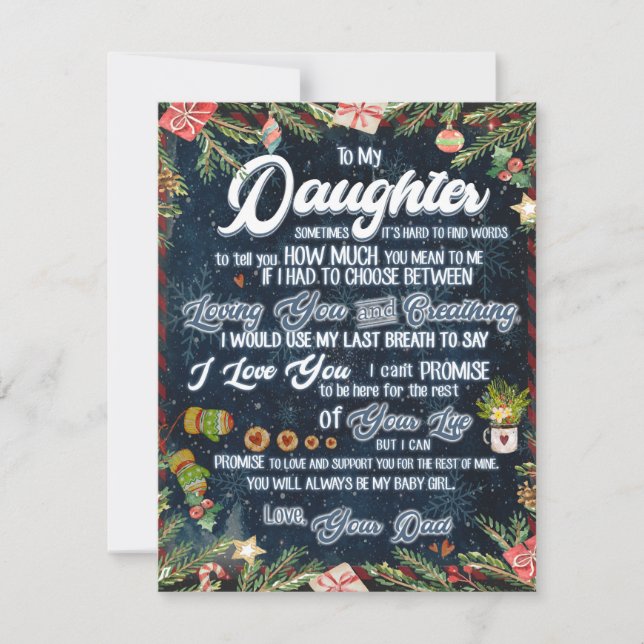 Invitation Cadeau à ma fille, Lettre de Noël à ma fille (Devant)