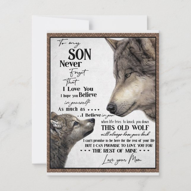 Invitation Cadeau à mon fils, maman et fils, lettre d'amour à (Devant)