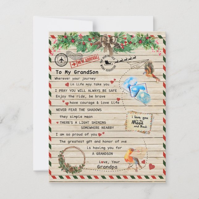 Invitation Cadeau à mon petit-fils,Petit-fils et grand-père,A (Devant)