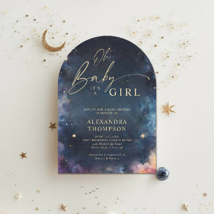 Invitation Cadeau céleste Midnight Blue Star Arch Baby shower
