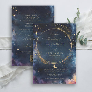 Invitation Cadeau céleste Midnight Blue Tout en un Mariage