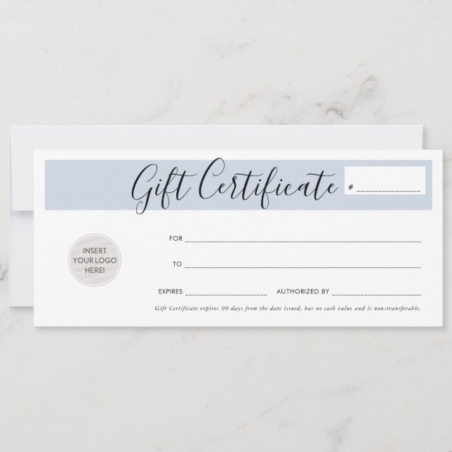 Invitation CADEAU CERTIFICAT CHIC business voucher bleu pâle (Devant)