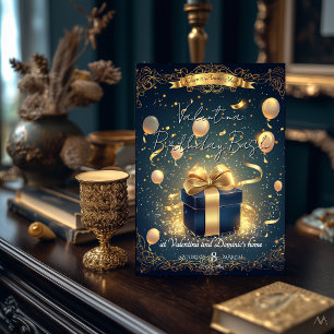 Invitation Cadeau d'anniversaire de luxe   Or élégant et mari