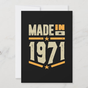 Invitation Cadeau d'anniversaire Fabriqué en 1971
