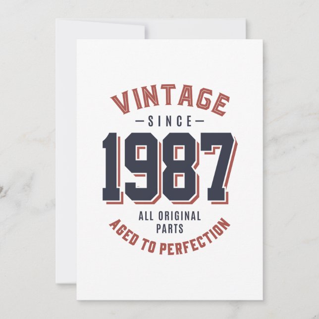 Invitation Cadeau d'anniversaire Vintage depuis 1987 (Devant)