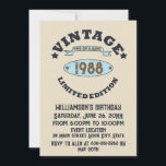 Invitation Cadeau d'anniversaire vintage personnalisé<br><div class="desc">Vous pouvez ajouter un peu d'originalité avec cette édition limitée, qualité premium, et original, classe, rétro et d'apparence vintage conception graphique d'anniversaire avec une police de typographie cool. C'est une excellente idée cadeau pour les hommes, les femmes, les maris, les épouses, les petites amies et les petits amis qui vont...</div>