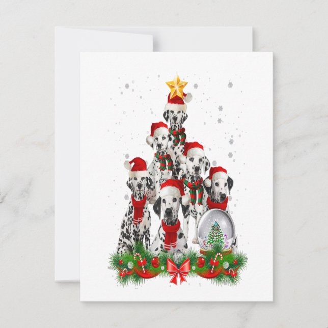 Invitation Cadeau d'arbre de Noël de chien dalmatien drôle (Devant)