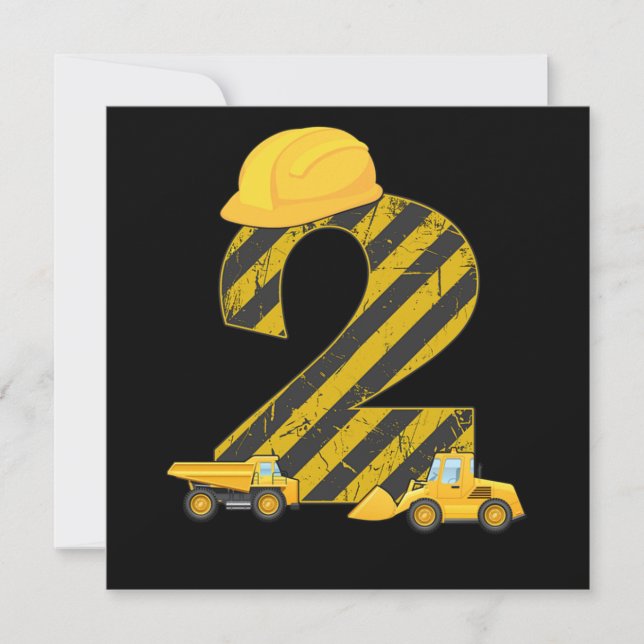 Invitation Cadeau de 2e anniversaire pour conducteur de pelle (Devant)
