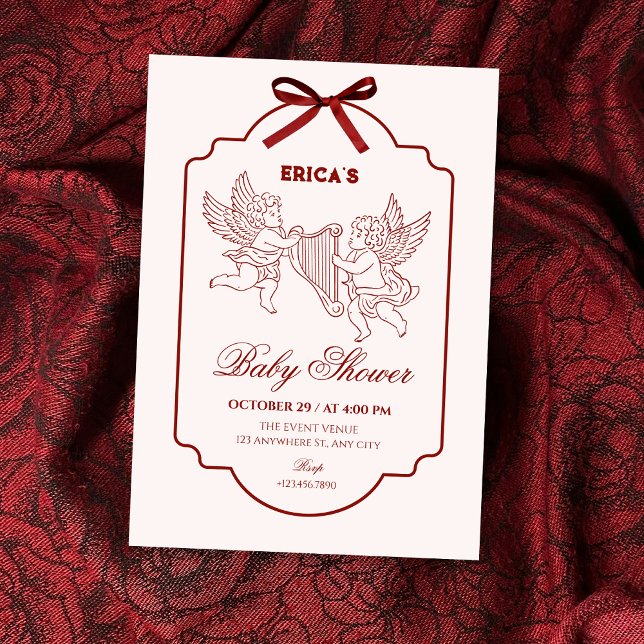 Invitation Cadeau de bébé élégant ange cupidon musique (Créateur téléchargé)