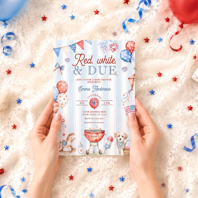 Invitation Cadeau de Bébé Rouge Blanc et à Venir (Créateur téléchargé)