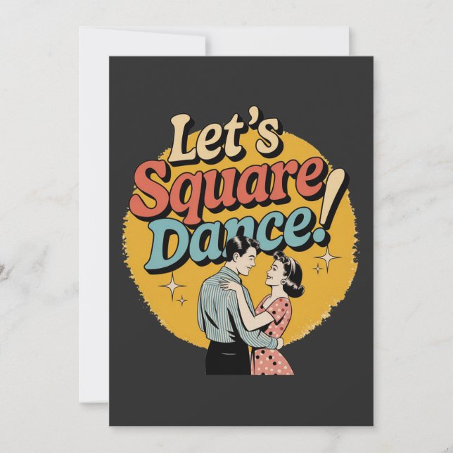 Invitation Cadeau de danse carrée rétro Let's Square Dance  (Devant)