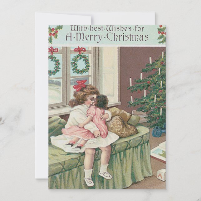 Invitation Cadeau de fille de sapin de Noël du matin (Devant)