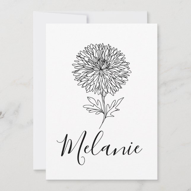 Invitation Cadeau de fleur de naissance d'aster personnalisé  (Devant)