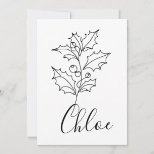 Invitation Cadeau de fleur de naissance personnalisé de houx
