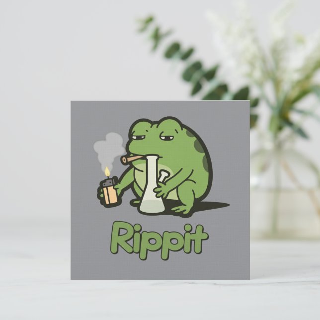 Invitation Cadeau de fumeur de grenouille drôle Rippit, Greno (Debout devant)