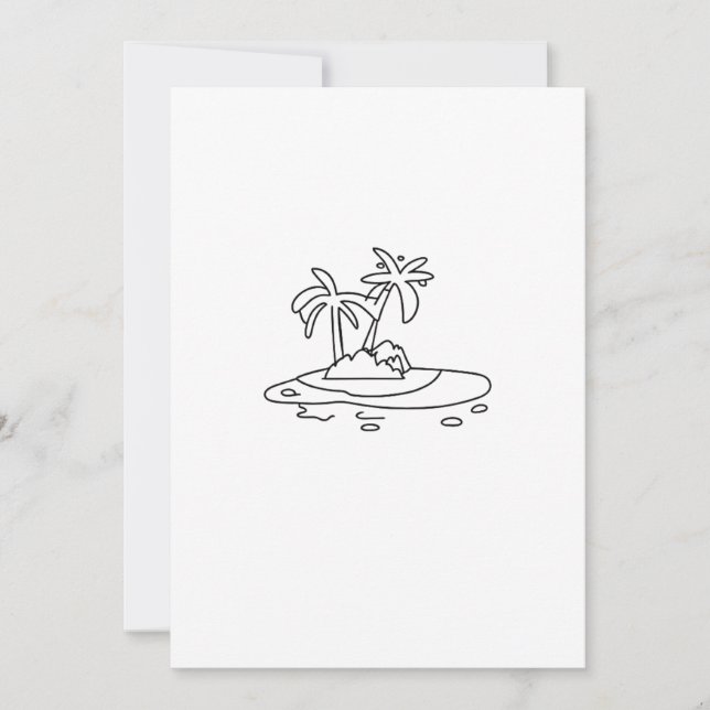 Invitation Cadeau de l'île paradisiaque, dessin au trait (Devant)