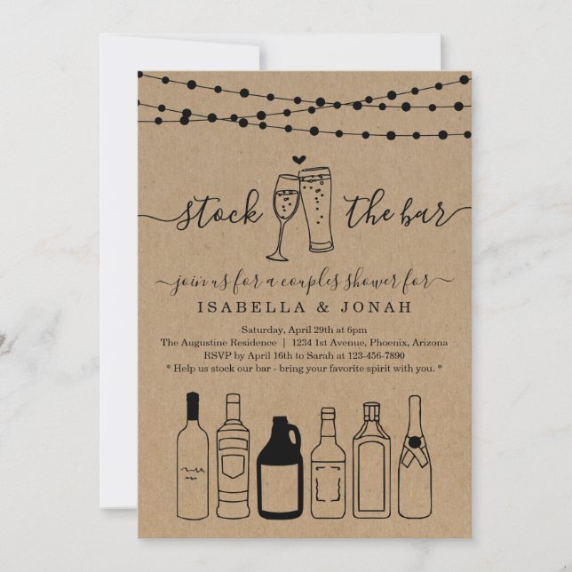 Invitation Cadeau de mariage pour couple Réception de mariage (Devant)