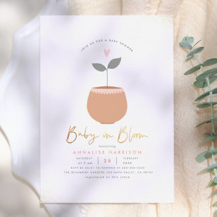 Invitation Cadeau de Naissance Bébé en Fleur Pot de Fleur Coe