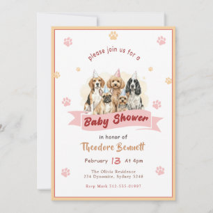 Invitation Cadeau de Naissance Chiot Aquarelle Mignon