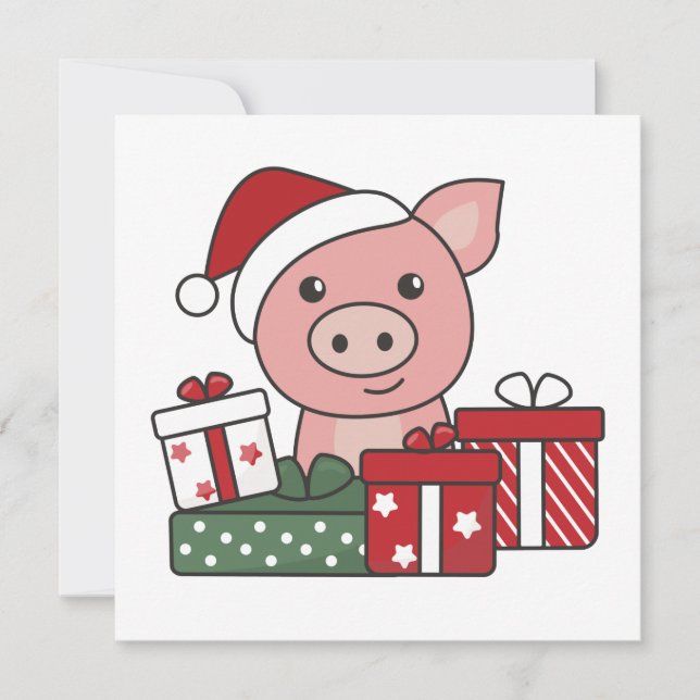 Invitation Cadeau de Noël de cochon Animaux d'hiver Porcs (Devant)