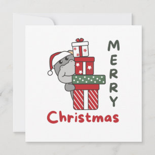 Invitation Cadeau de Noël d'hippopotame Animaux d'hiver Hippo