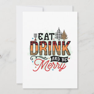 Invitation Cadeau de Noël Manger Boire Et Se Réjouir
