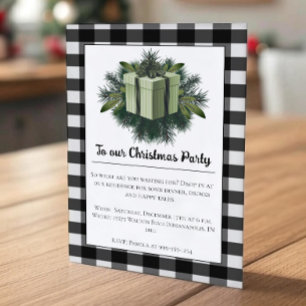 Invitation Cadeau de Noël Plaid Buffalo Green Holiday Party