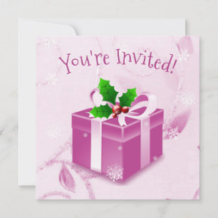 Invitation cadeau de Noël rose