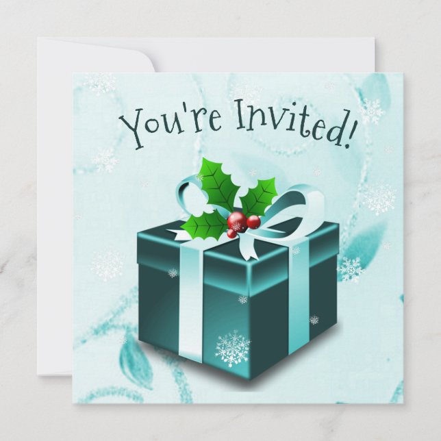 Invitation cadeau de Noël turquoise (Devant)