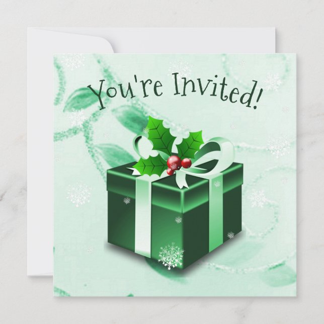 Invitation cadeau de Noël vert (Devant)