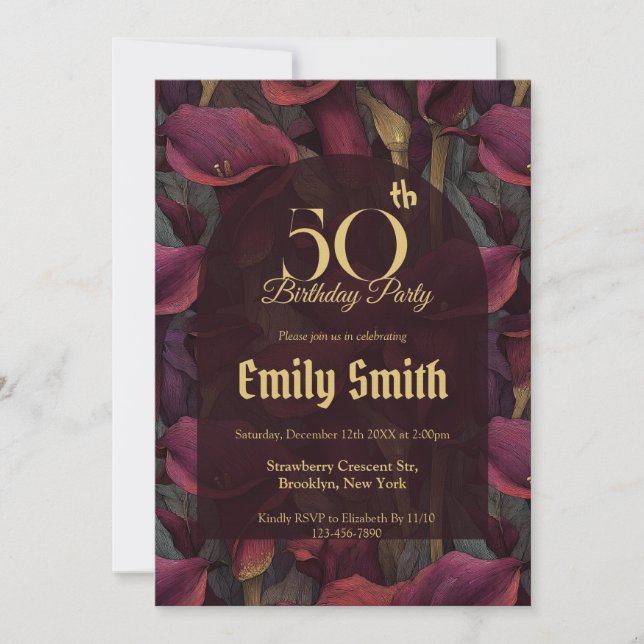 Invitation Cadeau de premier anniversaire CallLilies esthétiq (Devant)