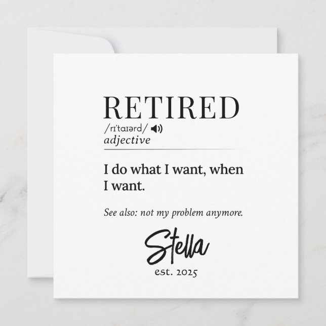 Invitation Cadeau de retraite personnalisé - Définition à la  (Devant)