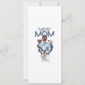 Invitation Cadeau de Super Maman personnalisé avec fils et fi