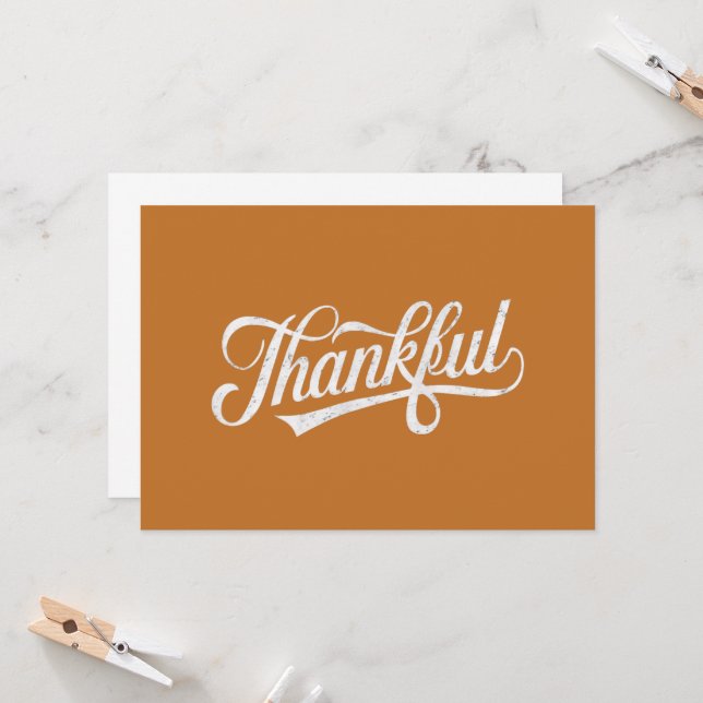Invitation Cadeau de Thanksgiving vintage reconnaissant d'aut (Devant/Arrière en situation)
