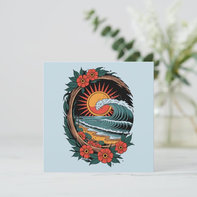 Invitation Cadeau de vacances au coucher du soleil pour amate (Debout devant)